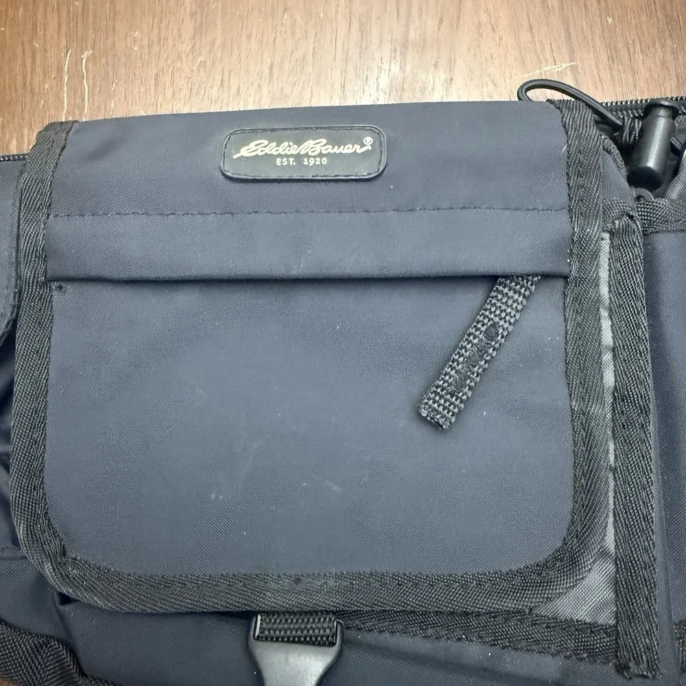 Eddie Bauer Black Waist Pack Fanny Pack Travel Hiking Multi Pocket Adjustable